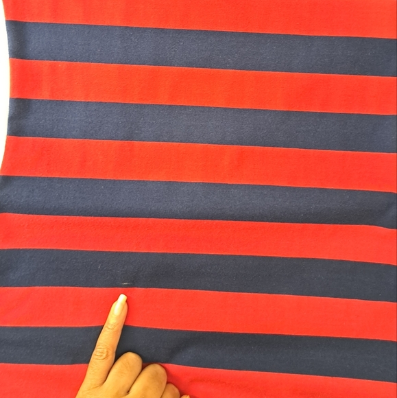 Claudio Milano Red and Navy Stripe Fitted Shirt Rugby Dress - Picture 10 of 13